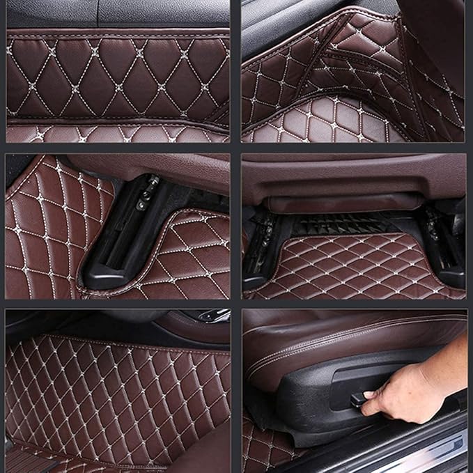 Custom Floor Mats for Cars fit 95% Sedan SUV Sports Car Full Coverage All Weather Men Women Pads Protection Non-Slip Leather Floor Liners (Black with Blue Stitching)