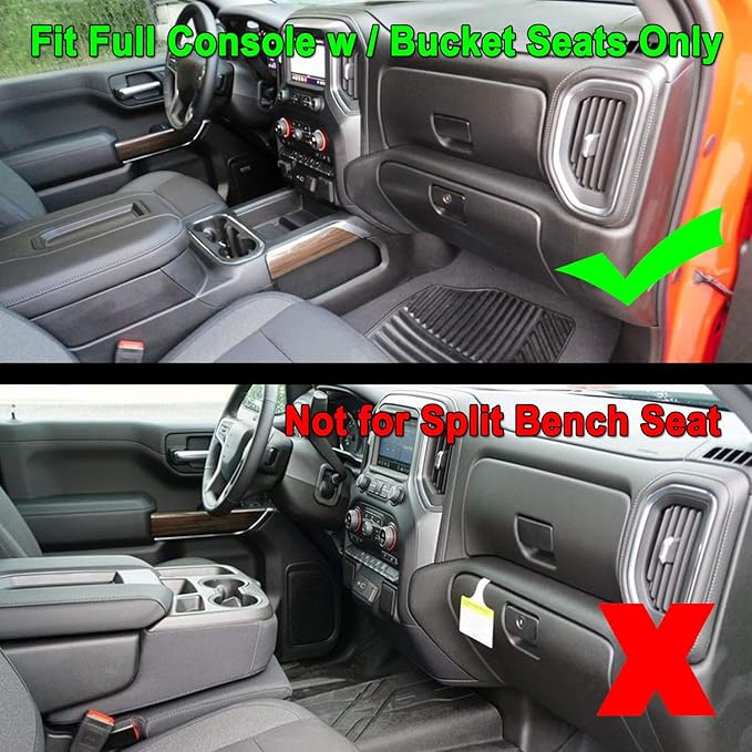 JKCOVER Center Console Organizer Tray Compatible with (2019-2024 2025) Chevy Silverado 1500/GMC Sierra 1500 and 2020-2025 Silverado/Sierra 2500/3500 HD - Full Console w/Bucket Seats ONLY，Black trim