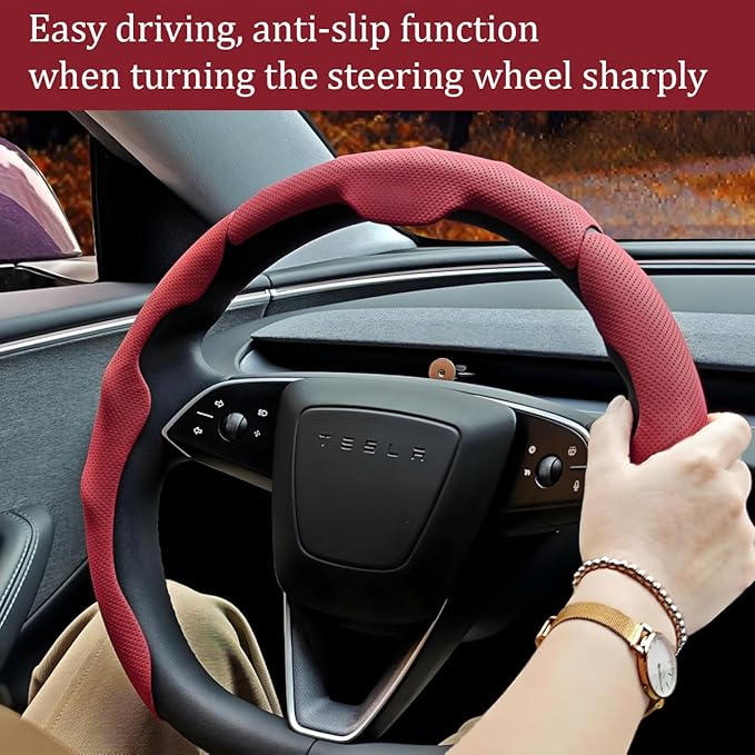 Car Steering Wheel Cover, Nappa Leather 15 Inch Snap-On 3PCS Set Vehicle Steer Wheel Wrap Protector, Non-Slip Automotive Interior Protection Accessories, Universal Fit (Brown)