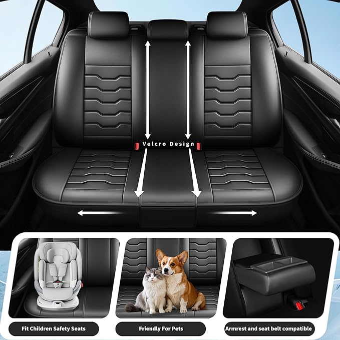 Fit CRV Car Seat Covers Premium Leather for Honda CRV cr-v 2011-2025 2026. Waterproof， Breathable, Scratch-Resistant & All-Weather Seat Cushion Protector (Front Seat,Black)