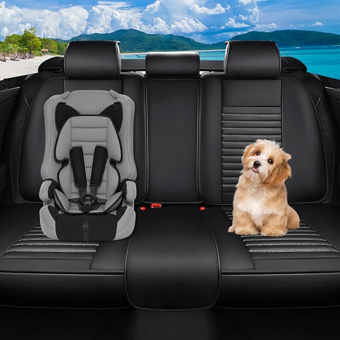 Car Seat Covers Full Set Fit for Toyota Corolla 2000-2026, Premium Faux Leather Car Seat Protector, Breathable, Anti-Slip, Comfortable & Durable (Black&White,Full Set)