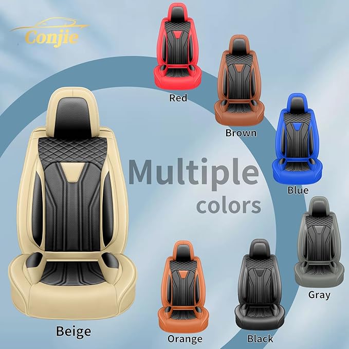 Fit Sonata Car Seat Covers Premium Leather for Hyundai Sonata 2007-2025 2026. Waterproof， Breathable, Scratch-Resistant & All-Weather Seat Cushion Protector（Front Seat,Beige&Black