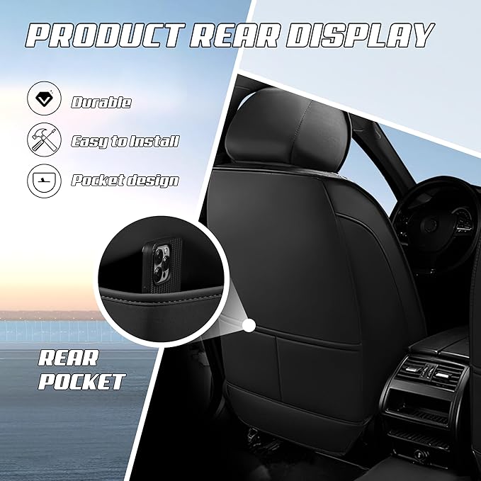 Car Seat Covers Fit for Toyota rav4 2000-2026, Stylish Sport Seat Covers, Waterproof Wear-Resistant Premium Nappa Leather Car Seat Cover.(Full Set with Pillow/Black Red)