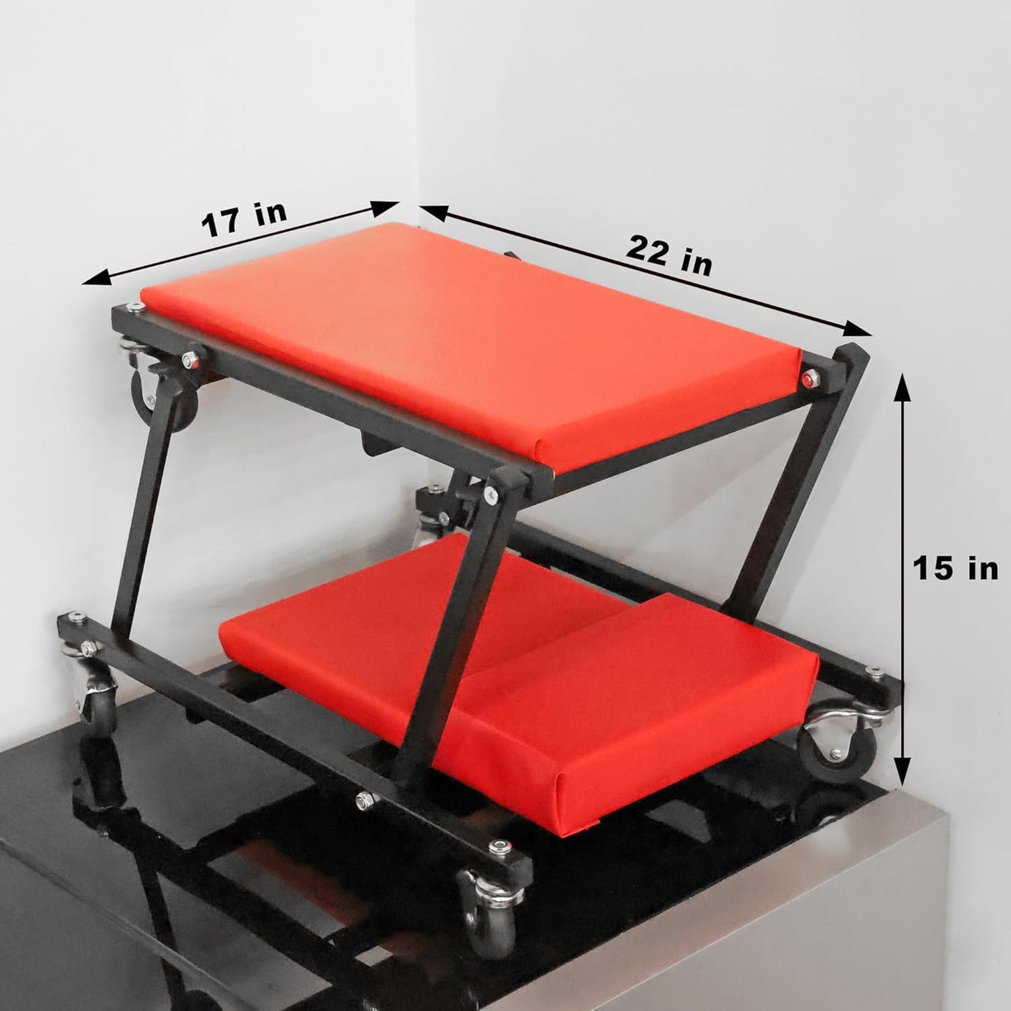 TCE 36" Rolling Foldable Automotive Creeper, 2-in-1 Garage Shop Creeper, Car Creeper,for Auto Repair, 300 Lbs Capacity, Red, TAM6505RU Torin