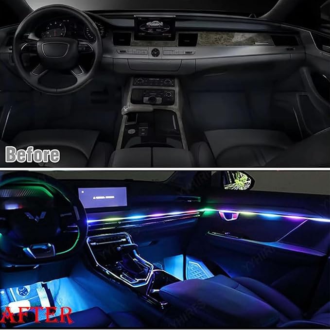 Dynamic RGB Interior Light Kit, Led Lights for Car with Dynamic Color Chasing, Adjustable Brightness for Lnterior Into A Dynamic and Colorful Space (1 Kit)