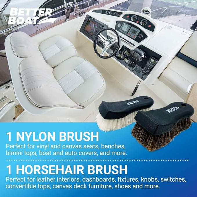 Upholstery Brush Set, Carpet and Car Cleaning Brushes, Horsehair Detailing Brush for Upholstery Cleaner, Leather, Interior, Boat, Couch, and Sofa Cleaning