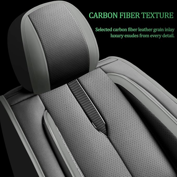 Fit Highlander Car Seat Covers for Toyota Highlander 2007-2026 -Upgraded Premium Waterproof & Breathable Leather,Airbag Compatible,All-Weather Seat Cushion Protector,2 Front/Black-Grey
