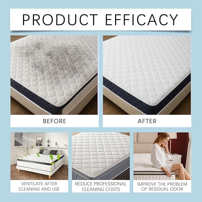 Powerful Mattress Dry Cleaning Foam, Mattress Cleaner and Stain Remover, No-Scrub Fabric Spot Remover for Yellow Stain, Blood, Wine, Coffee & Cosmetics on Mattress, Couch, Clothes, Car Seat& Rugs (1)