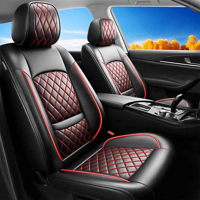 Fit for Santa Cruz Seat Covers Compatible with Hyundai Santa Cruz 2022-2026 - Waterproof Breathable Leather Automotive Seat Cushions Protector,Airbag Compatible,Full Set 5 Seats(Redline)