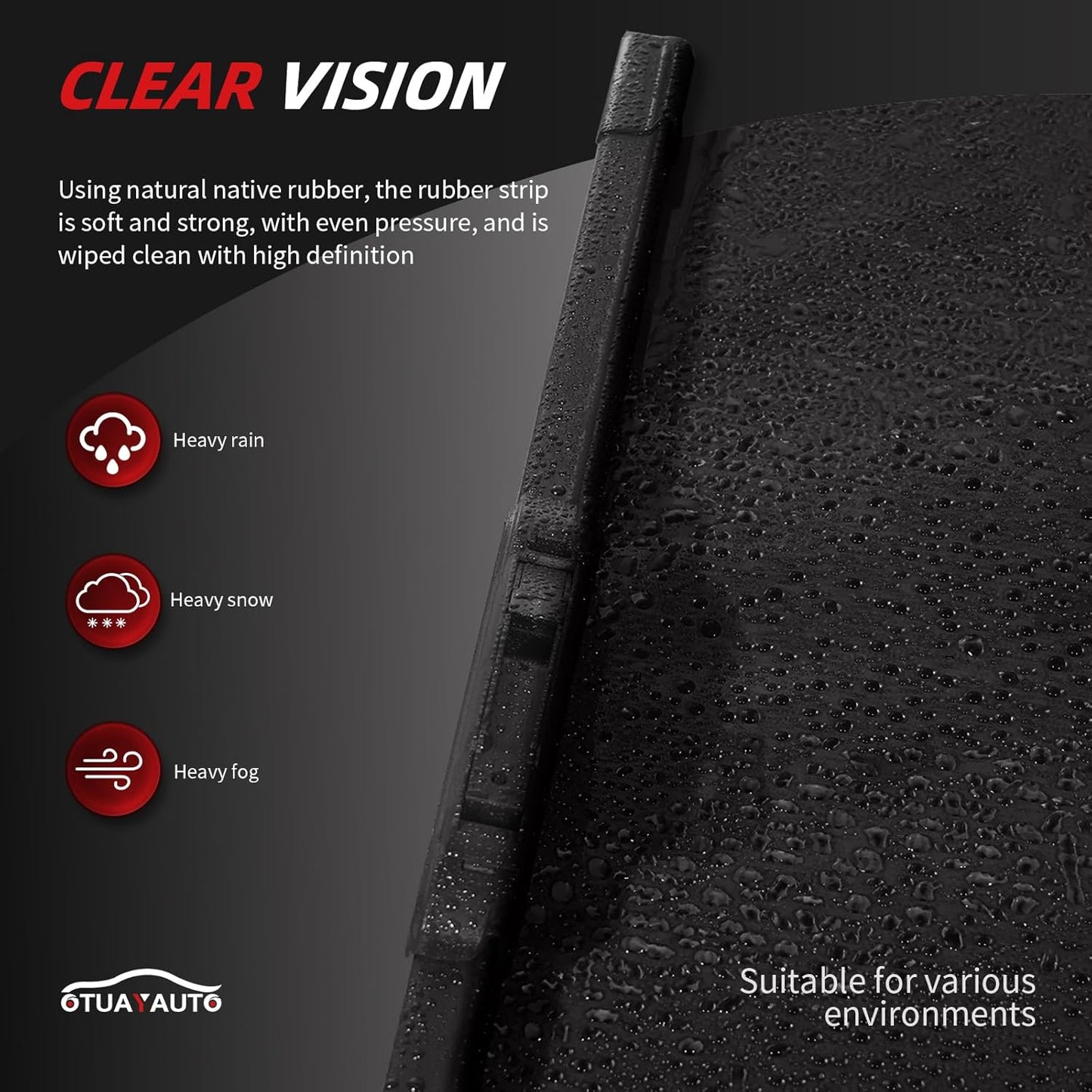 OTUAYAUTO Windshield Wiper Blades - Replacement for Jeep Cherokee 2014-2023, Original Factory Quality Front and Rear Wiper Blade - U Hook 26"+18"+14"(Pack of 3)