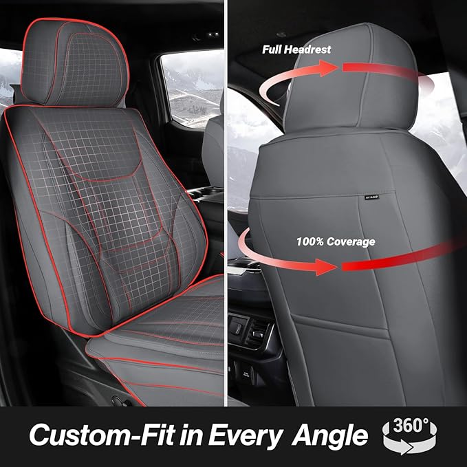 Coverland Custom Fit Car Seat Covers for SUV Compatible with [Q2, X5 M, Seltos, Arona, Ateca, Grand Vitara] Premium Waterproof Non-Slip Interior Seat Protector [Full Set Dark Gray - Size Chart X56]