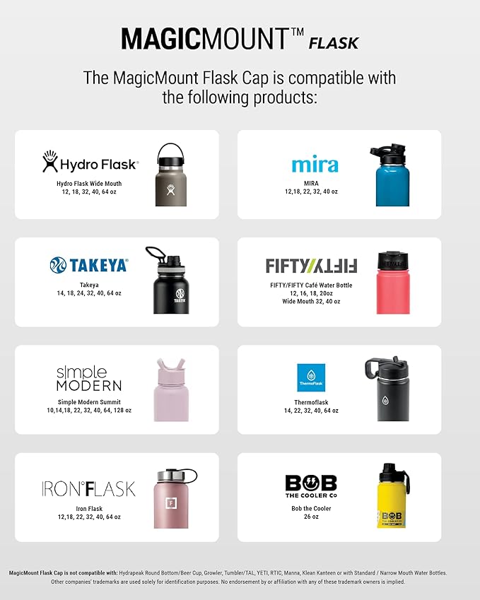 Scosche MFMS32 MagicMount Flask 32 oz Stainless Steel Water Bottle with MagSafe Phone Mount Stand, 12H Hot & 24H Cold, Insulated Flask with Magnetic Phone Holder for Gym, Travel, Sports, 32oz Black