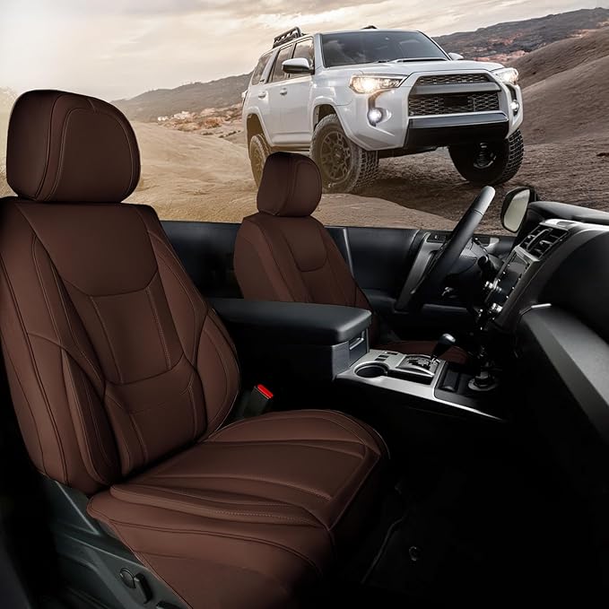 Coverland Custom Fit Car Seat Covers for SUV Compatible with [RAV4,Corolla Cross, CR‑V, Forester, CX‑9, C‑HR, Venza] Premium Waterproof Non-Slip Interior Seat Protector [Front Dark Brown - Chart A24]