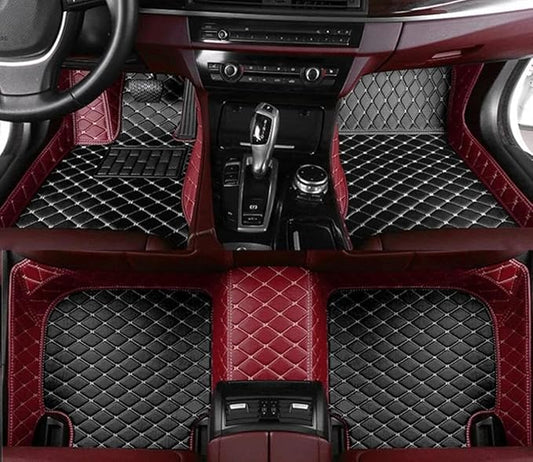 Custome Car Mats Accessories All Weather Floor mats Compatible with Automotive Floor Mats Passenger car mats (Wine red Black)