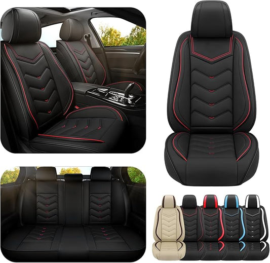Car Seat Covers for Hyundai Sonata 2002-2026, Premium Nappa Leather Car Seat Cover, Stylish Sport Seat Covers， Automobile Seat Cover Sets.(Standard 5 Seats/Black)