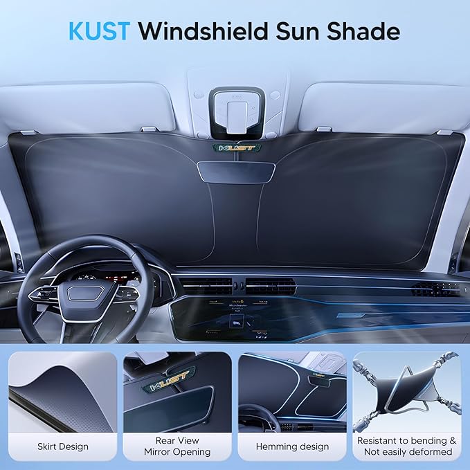 KUST Windshield Sun Shade for 2010–2013 Mazda 3 Window Accessories Shade Sun Cover Foldable Block UV Rays Keep Car Cooler