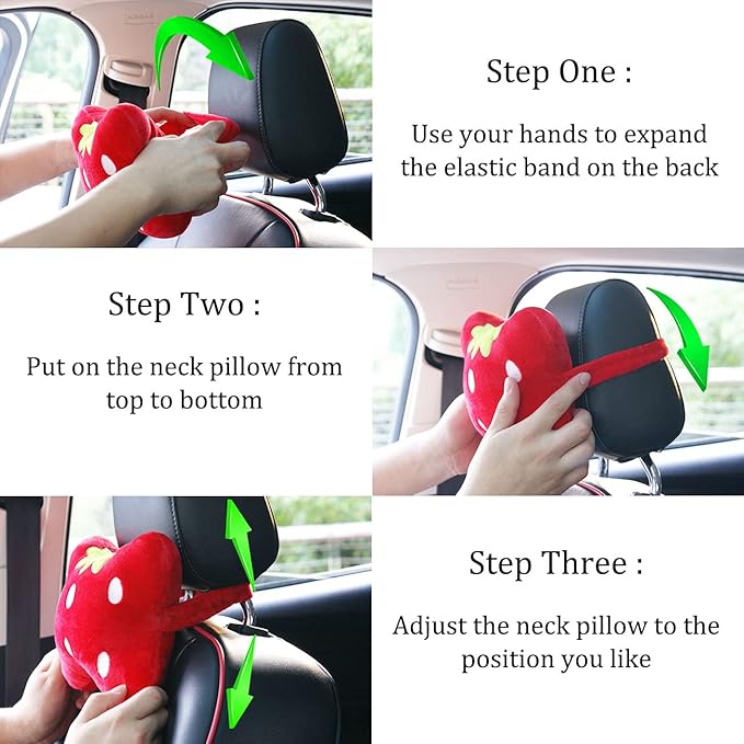 Sexysamba Car Headrest Pillow,Cartoon Neck Pillow for Car,Comfortable Soft Car Seat Pillow for Driving,Head Rest Cushion,Cute Neck Pillow for Travelling and Home 2Pcs (Happy Panda)