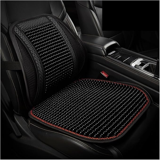 TOMSE Car Seat Chair Back Cushion for Toyota RAV4 Prime 2025, Wooden Beads Ventilate Mesh Lumbar Brace Strong Durable Relieve Fatigue Summer Interior Accessories,A-Backrest