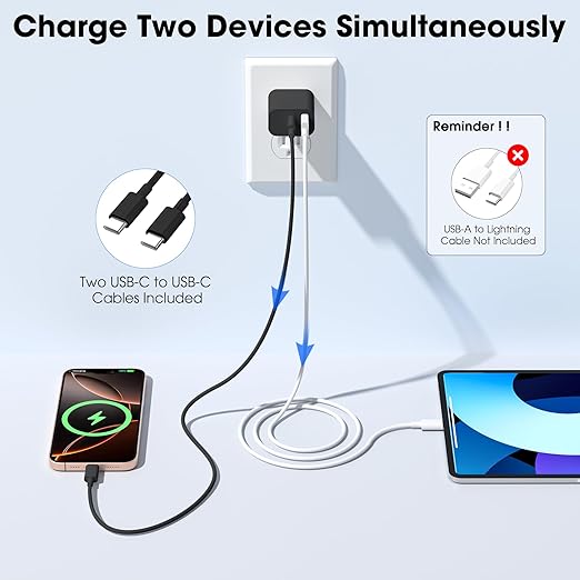 iPhone 17 16 15 Charger Fast Charging,20W USB C Wall Charger Block with 6ft Type C to C Cable Cord for Apple iPhone 17/17 Pro/17 Pro Max/17 Air/16/16 Plus/16 Pro/16 Pro Max/15 Pro Max/iPad Pro Black
