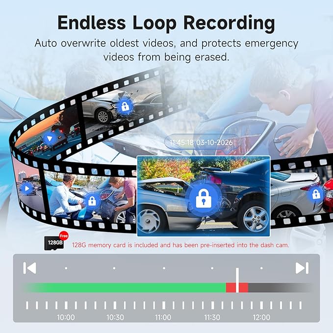 Leadfan 4K+1080P Dash Cam Front and Rear for Lexus ES 2019-2026 ES350 ES300h F Sport ES250 etc., OEM Look,Free 128GB SD Card, Dash Cam with WiFi & APP, Loop Recording, G-Sensor, Plug & Play Dashcam