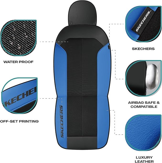 Skechers Car Seat Covers,GOGA Mat Oxford Cloth Seat Covers,Waterproof Car Seat Covers Full Sets,Automotive Universal Fit Seat Cover for Most Cars, Suvs, Trucks,Blue