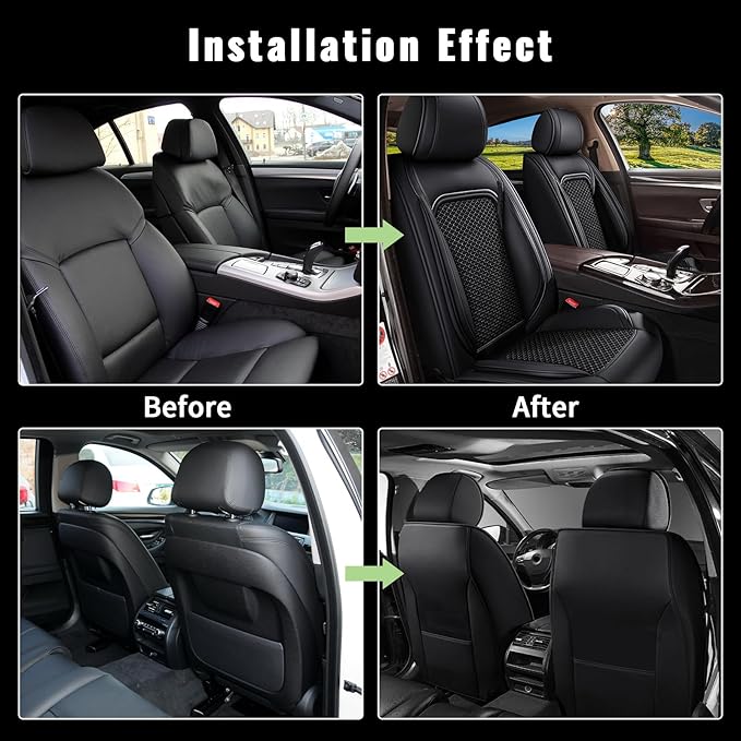Car Seat Covers Front Seats for Nissan Altima 2009-2024 2025 2026 - Breathable Cooling Ice Silk Leather Seat Cover - 2 Seats for Nissan Altima Accessories (Black)