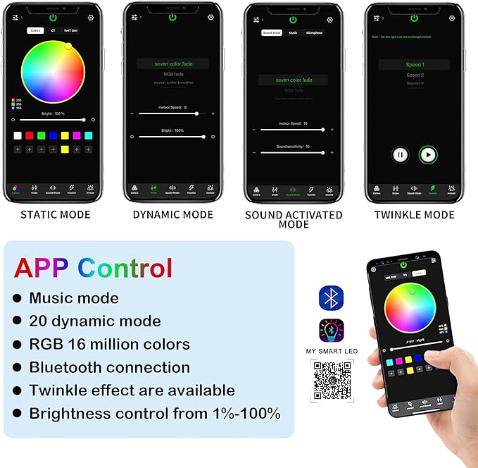 ATOKEE 16W Twinkle 1000pcs Starlight Headliner Kit, 0.03in 13.1ft Dual Port Fiber Optic Star Lights for Car Home Use, Controlled Via APP/Remote