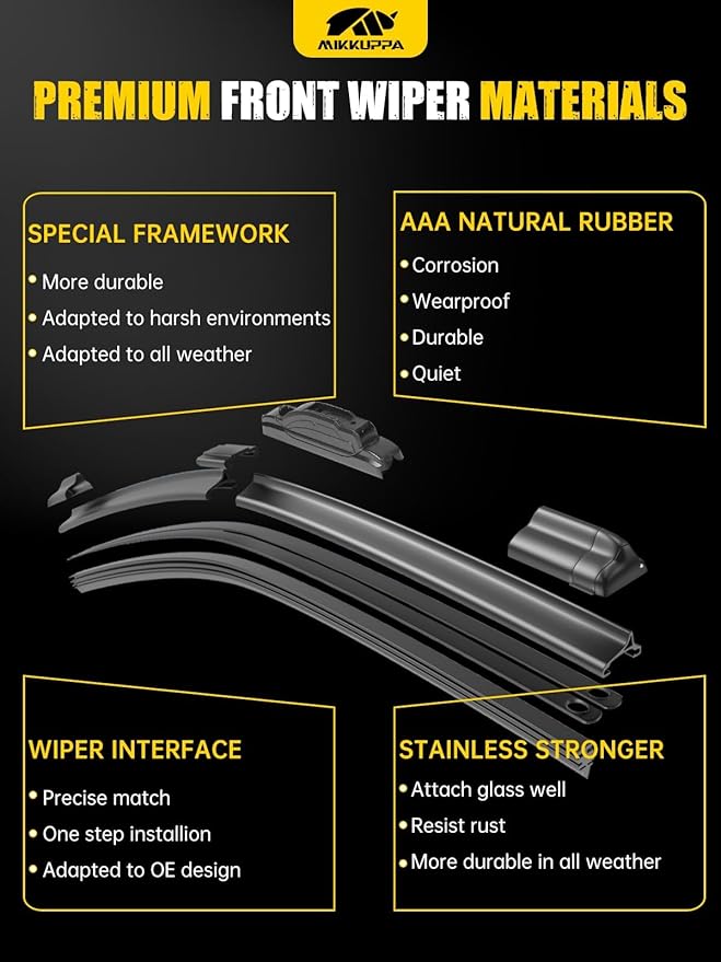 MIKKUPPA 22"+20"+14" Windshield Wipers Blades Replacement for 2008-2015 Scion xB, U/J HOOK Front & Rear All Season Wiper Blades Set(Pack of 3)