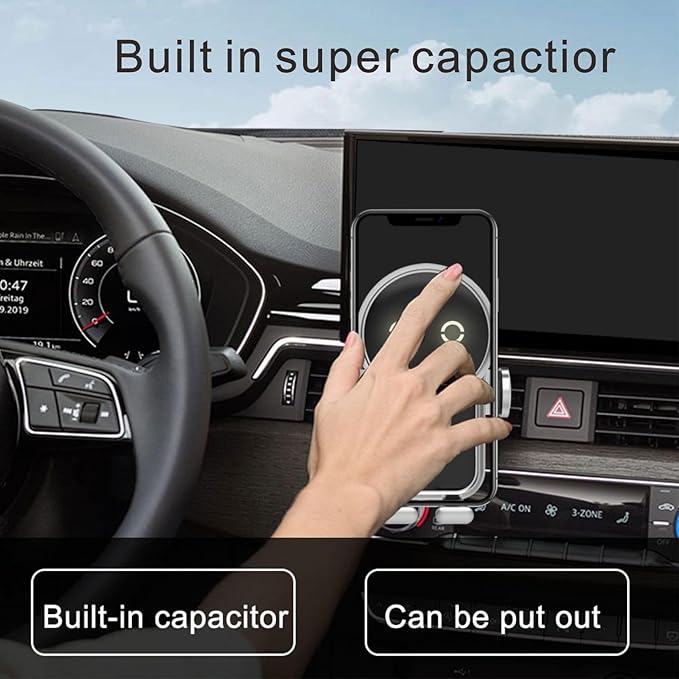 Cell phone holder wireless car charger,15W Auto Clamping Phone holders for your car fit for iPhone 16 15 14 13 12 Mini Pro Max 11 XR, Samsung Galaxy S24 Ultra S23 S22 S21+ Note 20 (Blue)