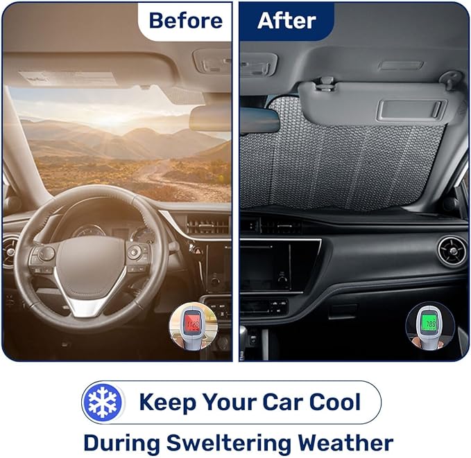 GENANY Space Movie Windshield Sun Shade for Car SUV Truck (55x30 Inches), Front Window Visor for Windows, Protector Blocks UV