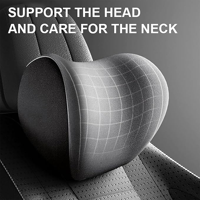 Car Back Support Neck Pillow for Ford F-250 2000-2024, Comfortable Soft Car Seat Headrest Neck Rest Cushion Lumbar Support Pillow with Adjustable Strap, Gray