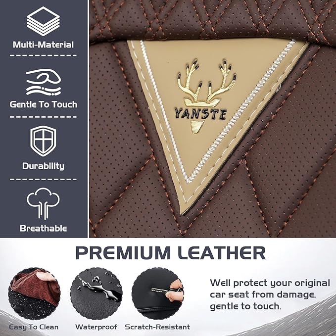 Truck Seat Covers for Ford Bronco 2021-2026, Waterproof Premium Leather Full Coverage Car Seat Cover, Muscle Sport Style Auto Interior Seat Cover Sets (Front Set/Brown Coffee)