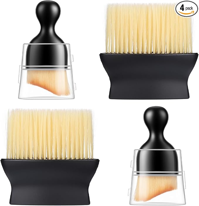 Soft Bristle Car Interior Brush, 4 PCS Gtziqa Curved Design Cars Duster Interiors Detail Brushes Car Interior Detailing Brush Cleaning Tool with Cover for Dashboard Interiors Exterior Keyboard Leather