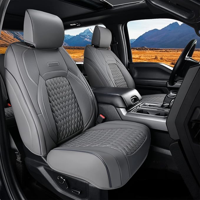 Coverado JK Seat Covers 4 Door Fullset for Jeep Wrangler, Waterproof Leather Car Seat Protector for Truck Automotive Seat Custions Custom Fit for 2013-2017 Jeep Wrangler Full Coverage(Gray)
