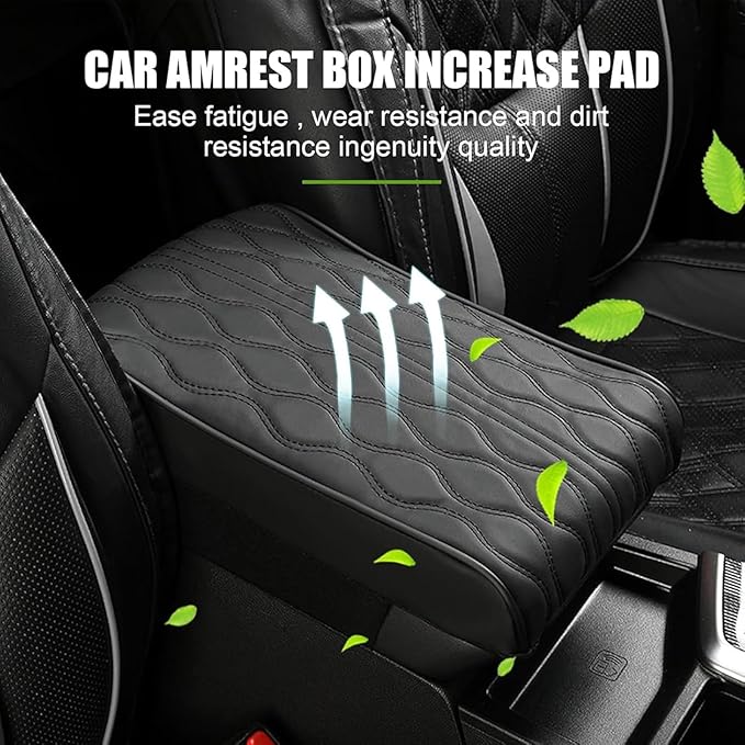 Leather Car Armrest Box Pad for Tesla Cybertruck 2023 2024, Memory Foam Car Center Console Cover Comfort Waterproof Arm Rest Cushion Pad Universal Accessories,C/Beige