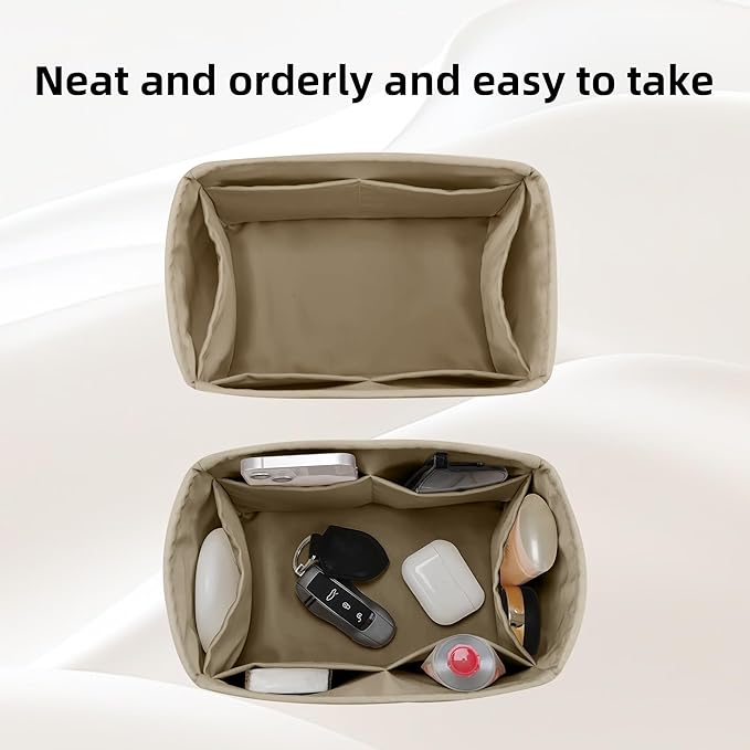 DGAZ Silk Purse Organizer Insert Fits LV Speedy 16/20/25/30/35/45 bags，Silky Smooth Bag Organizer，Luxury Handbag & Tote Shaper（Etoupe grey，SP25）