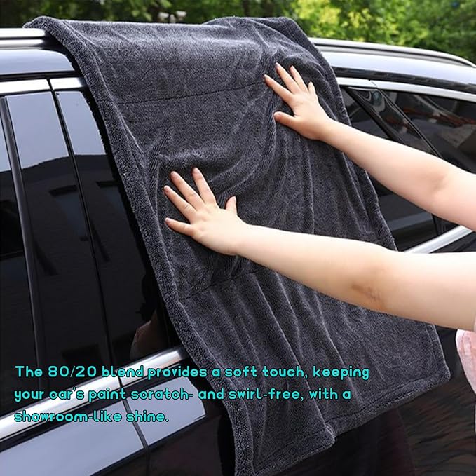 Microfiber Towels for Cars, 23.6"x35.4" 1200 GSM Ultra Thick Soft Car Detailing Drying Towel, Super Absorbent Double Twisted Loop Cloth Cleaning Towel for Car Truck SUV