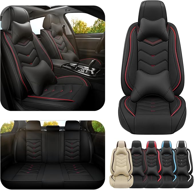 Car Seat Covers for Mercedes-Benz S-Class 2005-2026, Premium Nappa Leather Car Seat Cover, Stylish Sport Seat Covers， Automobile Seat Cover Sets.(Luxury 5 Seats/Black)