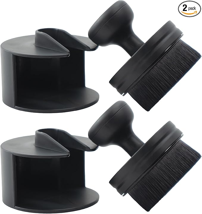 VIKING Tire Shine Applicator Brushes, Automotive Tire Dressing Applicator Brush, Storage Stand Included for Tire Detailing and Car Wash Kit, Black, 2.3 Inch Diameter, 2 Pack