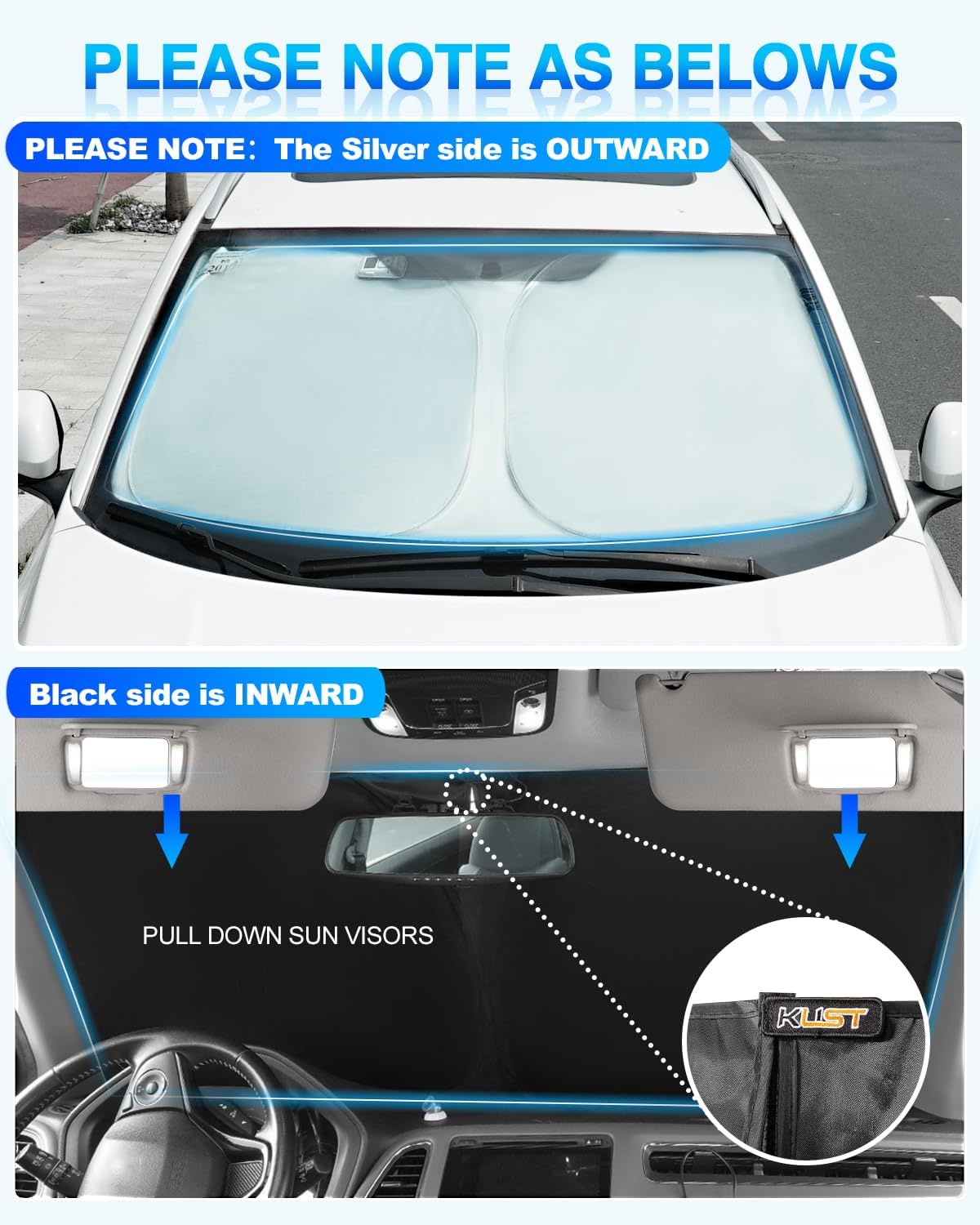 KUST Windshield Sun Shade for 2019-2024 2025 Audi A7 Accessories Window Shade Sun Visor Cover Foldable Blocks UV Rays Keep Your Car Cooler