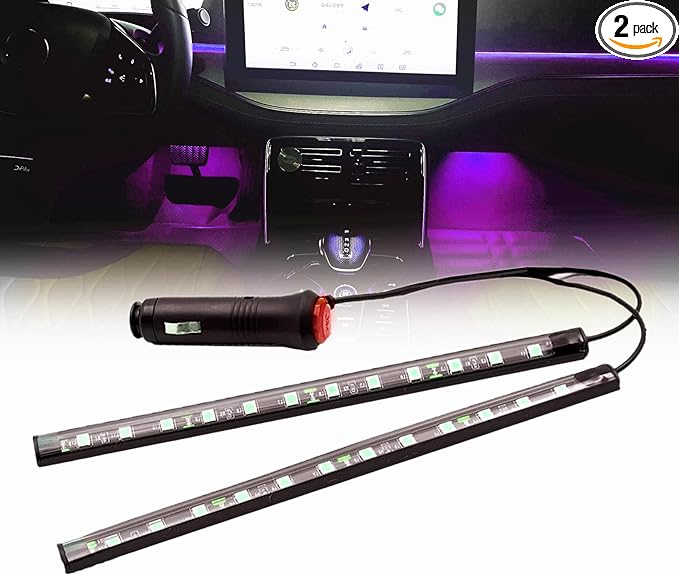 LED Interior Lights DC 12V Seat Ambient Light Cigarette Lighter, Car Uncer Dash LED Light Strip DRL Daylight Strip Car Atmosphere Lights-2 splitters in1 Pink