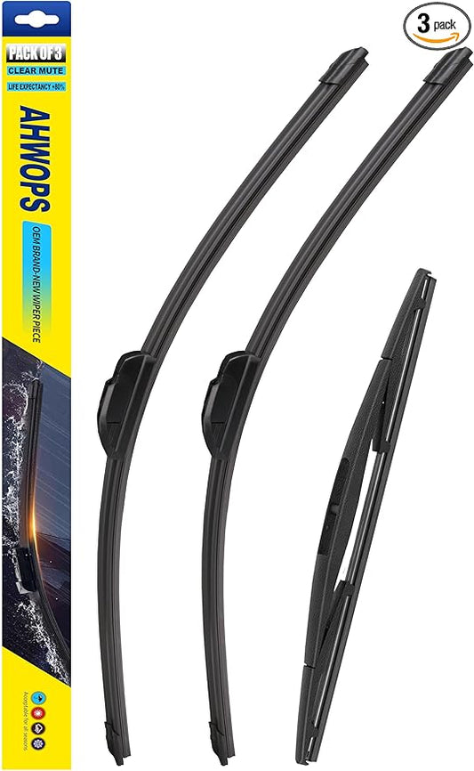 3 Wiper Front and Rear Wiper Blades for Jeep Wrangler JL 2018-2024, OE Original Style (16″/16″ Front/12″ Rear) For My Car