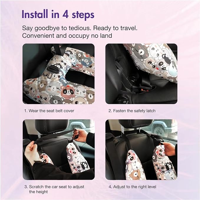 Car Pillow for Kids,Car Neck Head Support Cushion Set,Travel car seat Safety Pillow,h Shape car Sleeping Pillow Kids,Pillow case can be Disassembled and Washed (D)