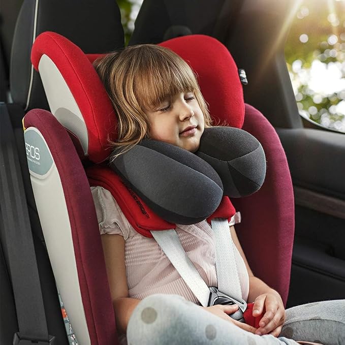 INFANZIA Kids Chin Supporting Travel Neck Pillow, Helps Support Head and Neck, Comfortably Designed for Head, Neck, and Chin Support - Ideal for Toddlers and Children,Black