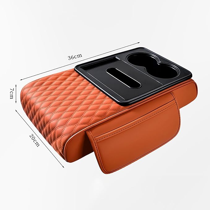 Car Armrest Center Console Cover for Jeep Compass 2. Generation 2021 2022 2023, Center Console Pad with Cup Holder, Multifunctional Armrest Cushion,E Beige