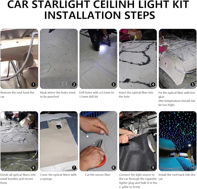 Starlight Headliner Kit,Twinkle + Music Sync Dual Color Fiber Optic Star Ceiling Lights with APP Remote Control, RGBW Star Lights for Car/Home Ceiling Decor, 1200pcs 9.8ft