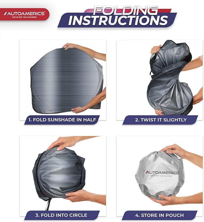 Autoamerics 1-Piece Windshield Sun Shade - Metallic Gray Foldable Car Front Window Sunshade for Most Cars SUV Truck Heat Blocker Visor Protector Blocks Max UV Rays and Keeps Your Vehicle Cool X-Large