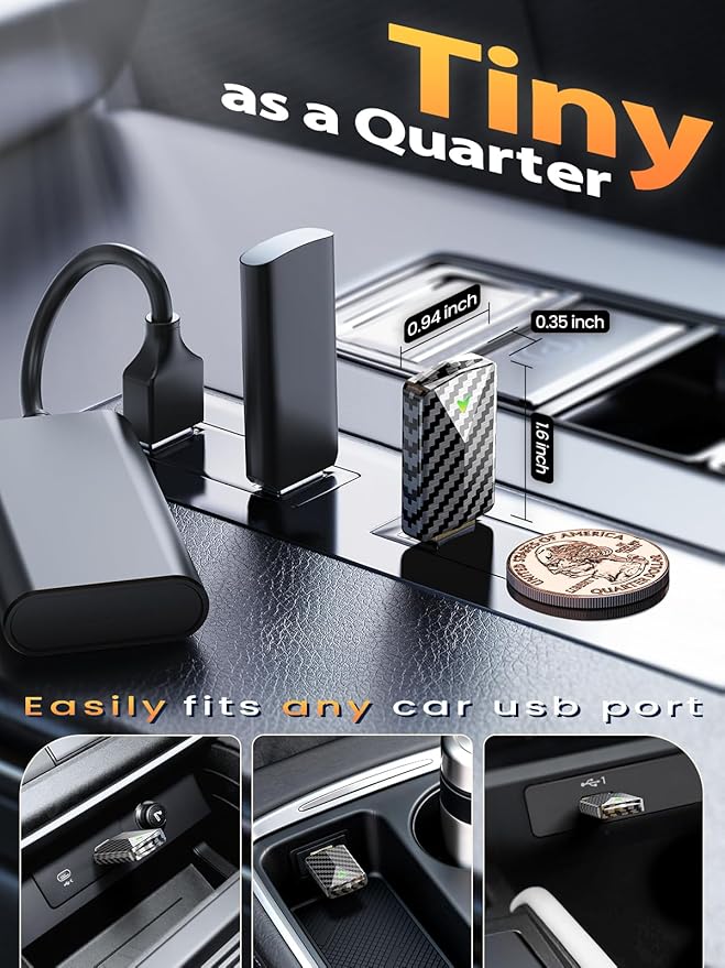Ultral Mini Wireless CarPlay Adapter for Apple iPhone - Plug & Play, No Lantency, Converts Wired to Wireless Car Play Dongle, Fast Stable for Cars 2016+ with Apple CarPlay Carbon