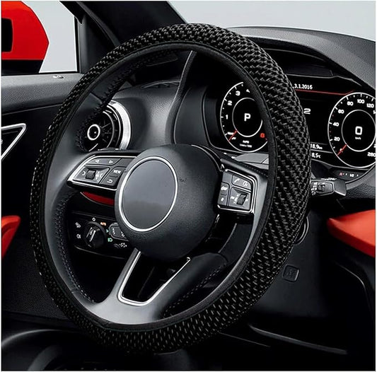Elastic Steering Wheel Cover, 15"×15" Breathable Ice Silk Steering Wheel Protector, Universal Auto Wheel Wrap Anti-Slip Soft Cover for Ultimate Comfort, Car Accessories (Black)
