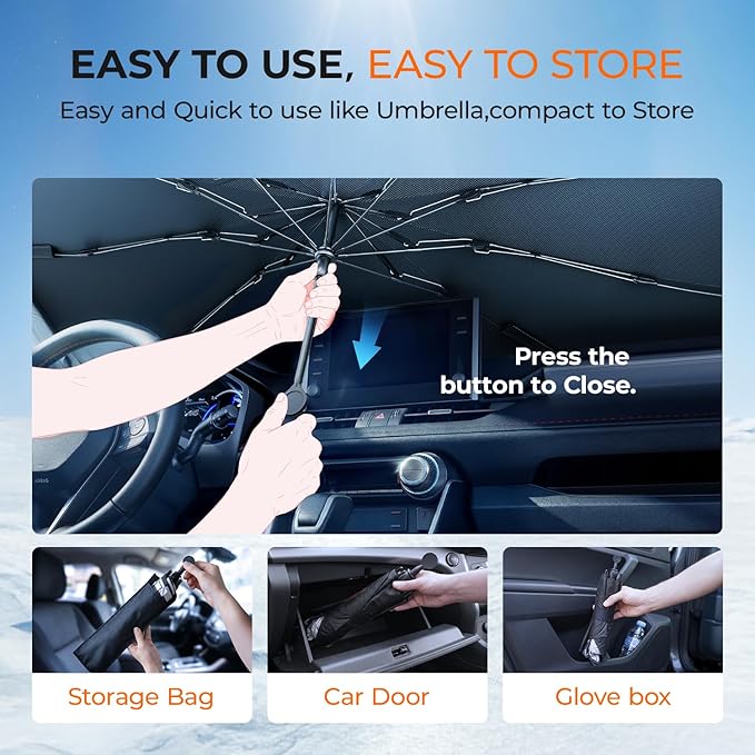 Windshield Sun Shade Umbrella for Toyota Tacoma Accessories 2016-2025 2026, UV Block Tacoma Sun Shade for Car Windshield, Heat Shield Truck Sunshade for Tacoma Front Windshield Cover.